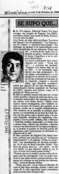 Se supo que --  [artículo].