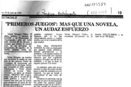 "Primeros juegos", más que una novela, un audaz esfuerzo  [artículo].