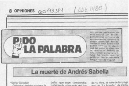 La muerte de Andrés Sabella  [artículo] Juan Meza Sepúlveda.