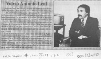 Volvió Antonio Leal  [artículo].
