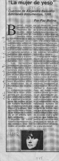 "La mujer de yeso"  [artículo] Paz Molina.