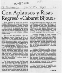Con aplausos y risas regresó "Cabaret Bijoux"