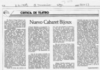Nuevo Cabaret Bijoux  [artículo] Carola Oyarzún L.