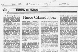 Nuevo Cabaret Bijoux  [artículo] Carola Oyarzún L.