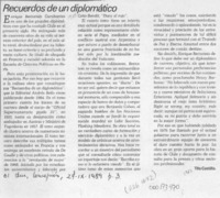 Recuerdos de un diplomático  [artículo] Tito Castillo.