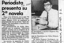 Periodista presenta su 2a novela  [artículo].