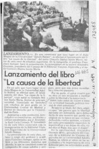 Lanzamiento del libro "La causa de la libertad"  [artículo].