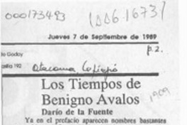 Los tiempos de Benigno Avalos  [artículo] Darío de la Fuente.