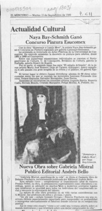 Nueva obra sobre Gabriela Mistral publicó Editorial Andrés Bello  [artículo].