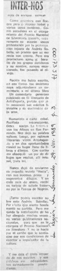 Inter - Nos  [artículo] Enrique Neiman.