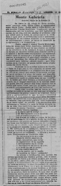 Monte Gabriela  [artículo] Darío de la Fuente D.