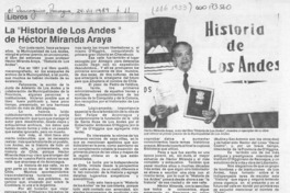 La "Historia de Los Andes" de Héctor Miranda Araya  [artículo] Héctor González V.