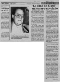 "La niña de Elqui" un ensayo novelado  [artículo] Luis E. Aguilera.