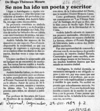 Se nos ha ido un poeta y escritor  [artículo] Hugo Thénoux Moure.