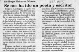 Se nos ha ido un poeta y escritor  [artículo] Hugo Thénoux Moure.