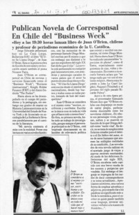 Publican novela de corresponsal en Chile del "Business Week"  [artículo] I. I.