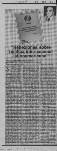 "Reflexiones sobre política internacional latinoamericana"  [artículo] Carlos Naudón.