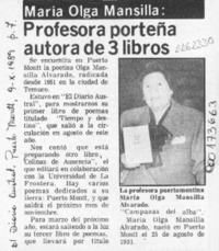 Profesora porteña autora de 3 libros  [artículo].