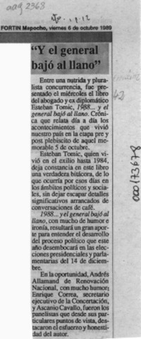 "Y el general bajó al llano"  [artículo].