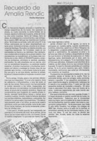 Recuerdo de Amalia Rendic  [artículo] Maité Allamand.