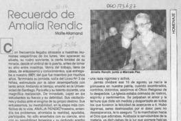 Recuerdo de Amalia Rendic  [artículo] Maité Allamand.