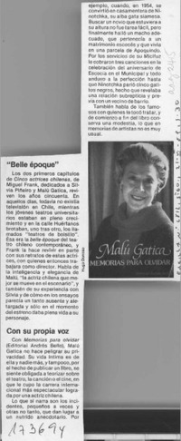 "Belle époque", con su propia voz  [artículo].