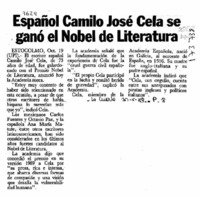 Español Camilo José Cela se ganó el Nobel de Literatura  [artículo].
