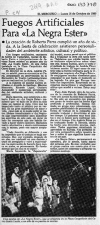 Fuegos artificiales para "La negra Ester"  [artículo].