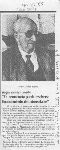 "En democracia puede resolverse financiamiento de universidades"  [artículo].