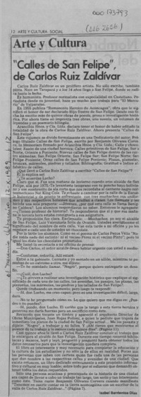 "Calles de San Felipe", de Carlos Ruiz Zaldívar  [artículo] Isabel Barrientos Díaz.