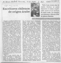 Escritores chilenos de origen árabe  [artículo] Wellington Rojas Valdebenito.