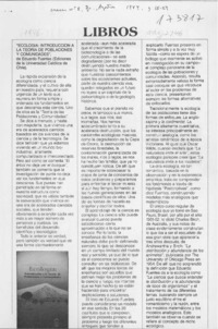 "Ecología, introducción a la teoría de poblaciones y comunidades"  [artículo] Danko Brncic.