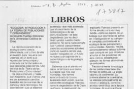 "Ecología, introducción a la teoría de poblaciones y comunidades"  [artículo] Danko Brncic.