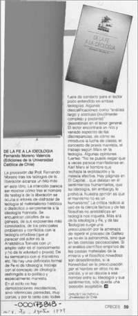 De la fe a la ideología  [artículo] Carlos Y. Valenzuela.