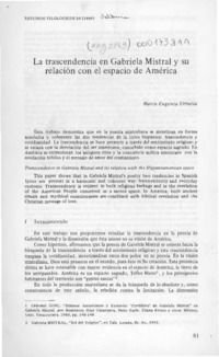La trascendencia en Gabriela Mistral y su relación con el espacio de América  [artículo] María Eugenia Urrutia.