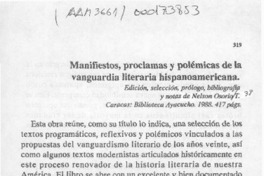 Manifiestos, proclamas y polémicas de la vanguardia literaria hispanoamericana