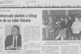 Escritor Lafourcade planteó a Umag la creación de un taller literario  [artículo].