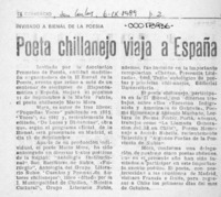 Poeta chillanejo viaja a España  [artículo].