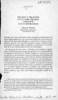 Ficción y creación en cuatro dramas chilenos contemporáneos
