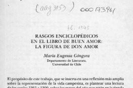 Rasgos enciclopédicos en el Libro de buen amor, la figura de don Amor