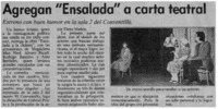 Agregan "Ensalada" a carta teatral