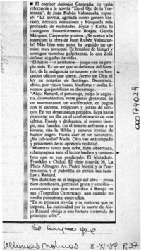 Se supo que --  [artículo] Antonio Campaña.