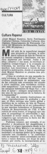 Cultura Rapanui  [artículo] C. L. A.