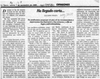 Ha llegado carta --  [artículo] Liliana Mahn.
