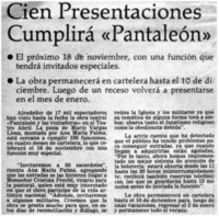Cien presentaciones cumplirá "Pantaleón"