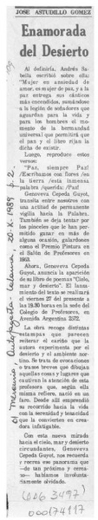 Enamorada del desierto  [artículo] José Astudillo Gómez.