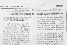 La poesía tuvo su noche de gala en acto de Ramón Rubina  [artículo].