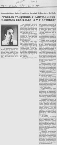 "Poetas talquinos y santiaguinos haremos recitales 6 y 7 de octubre"