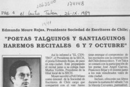 "Poetas talquinos y santiaguinos haremos recitales 6 y 7 de octubre"
