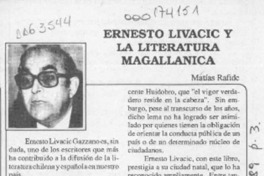 Ernesto Livacic y la literatura magallánica  [artículo] Matías Rafide.